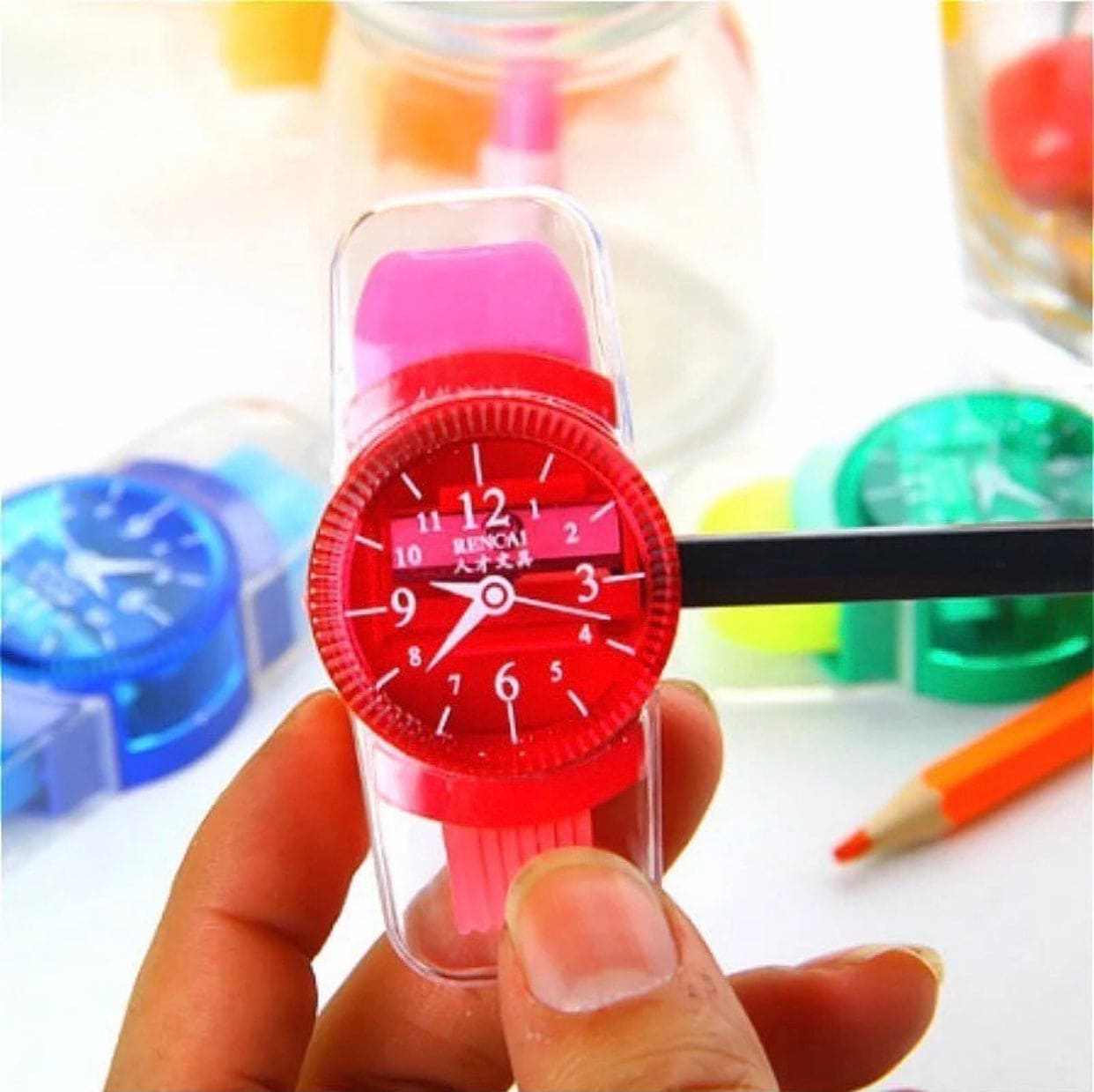 Creative 3 in 1 Pencil Sharpener, Creative Wristwatch Modelling Pencil Sharpener With Eraser And Brush Creative 3 in 1 Pencil Sharpener, Creative Wristwatch Modelling Pencil Sharpener With Eraser And Brush